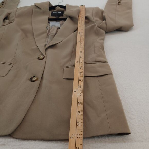 Grey Lab Women’s M Blazer Tan Minimalist Tailored Jacket Office Regency Chic - Picture 5 of 12